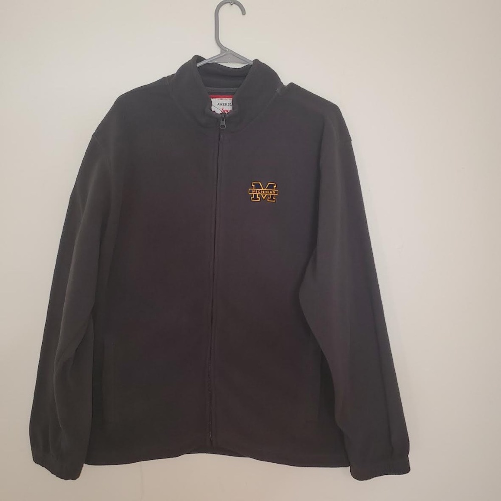 American Classic; Embroidered; University of Michigan; Fleece Front Jacket; Gray
